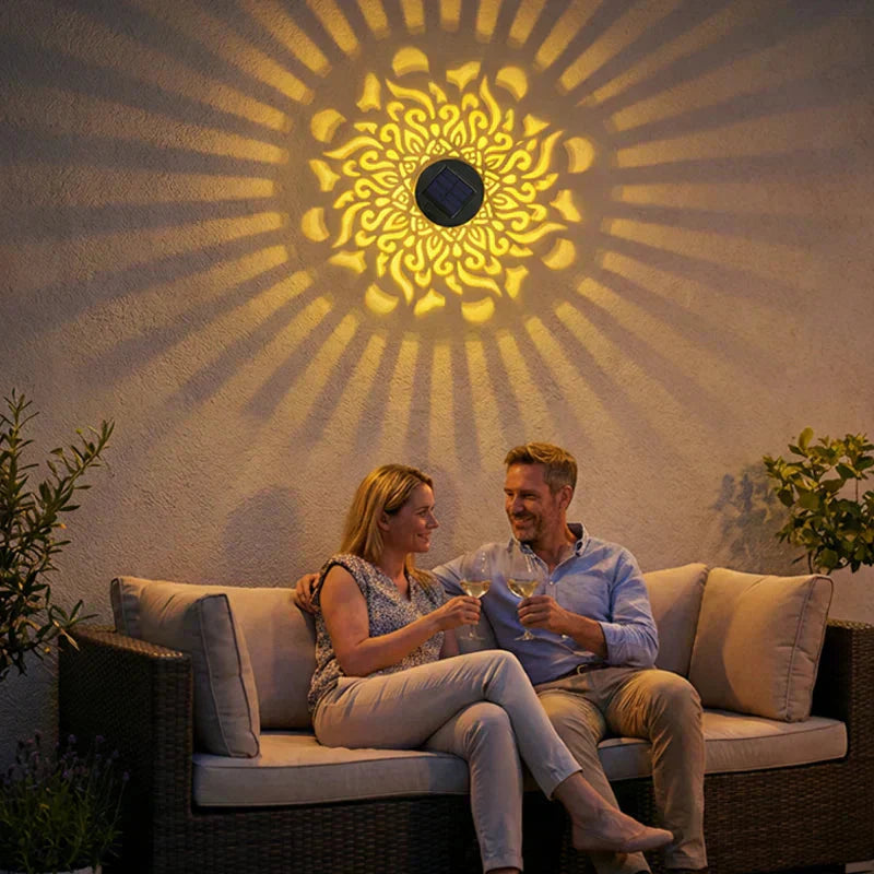 đđĄSolcellsdriven mandala vĂ€gglampa utomhus trĂ€dgĂ„rd staket projektorlampa uteplats stĂ€mningsdekorationâš