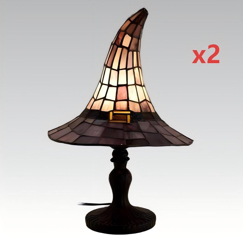 Förtrollande häxlampa i färgat glas
