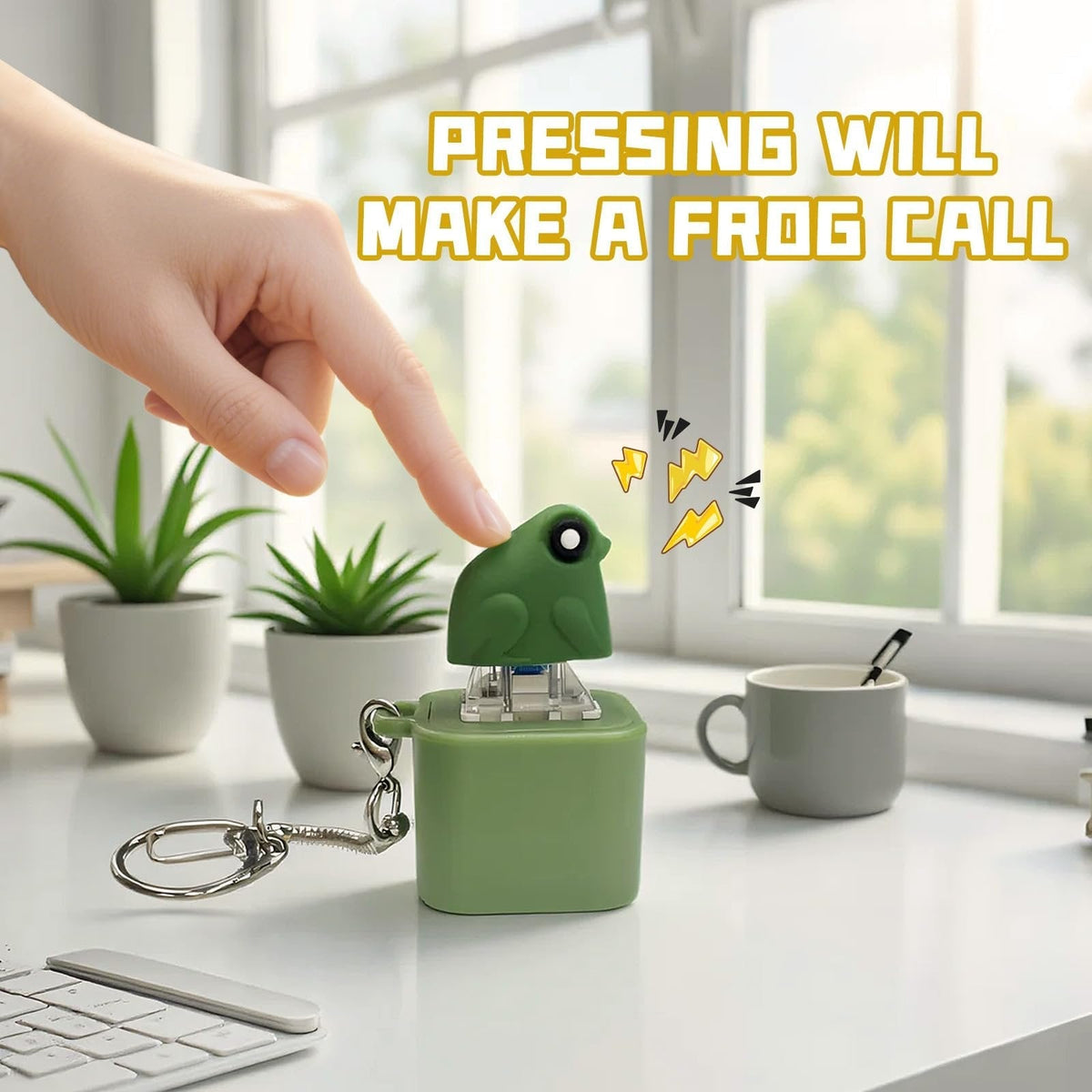 🔥Heta erbjudanden - Upp till 50% rabatt🔥Frog Croak Fidget-leksak - Uppladdningsbar Grodkväkande Nyckelring, Grodkväkande Stresslindrare med Färgade Ljus, Rolig och Bärbar Ångestlindrande Leksak