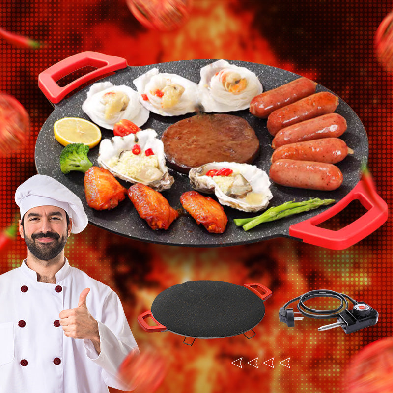 🔥 50% RABATT! Fri frakt! 🔥 🍳 Non-stick elektrisk bakplåt ✨ Lämplig för inomhus- och utomhusbruk ⚡ Nyckelfunktioner: ✅ Extra stor yta (40x25 cm) - kan grilla 4 portioner samtidigt ✅ Justerbar temperatur (80-230°C) ✅ Lätt att rengöra