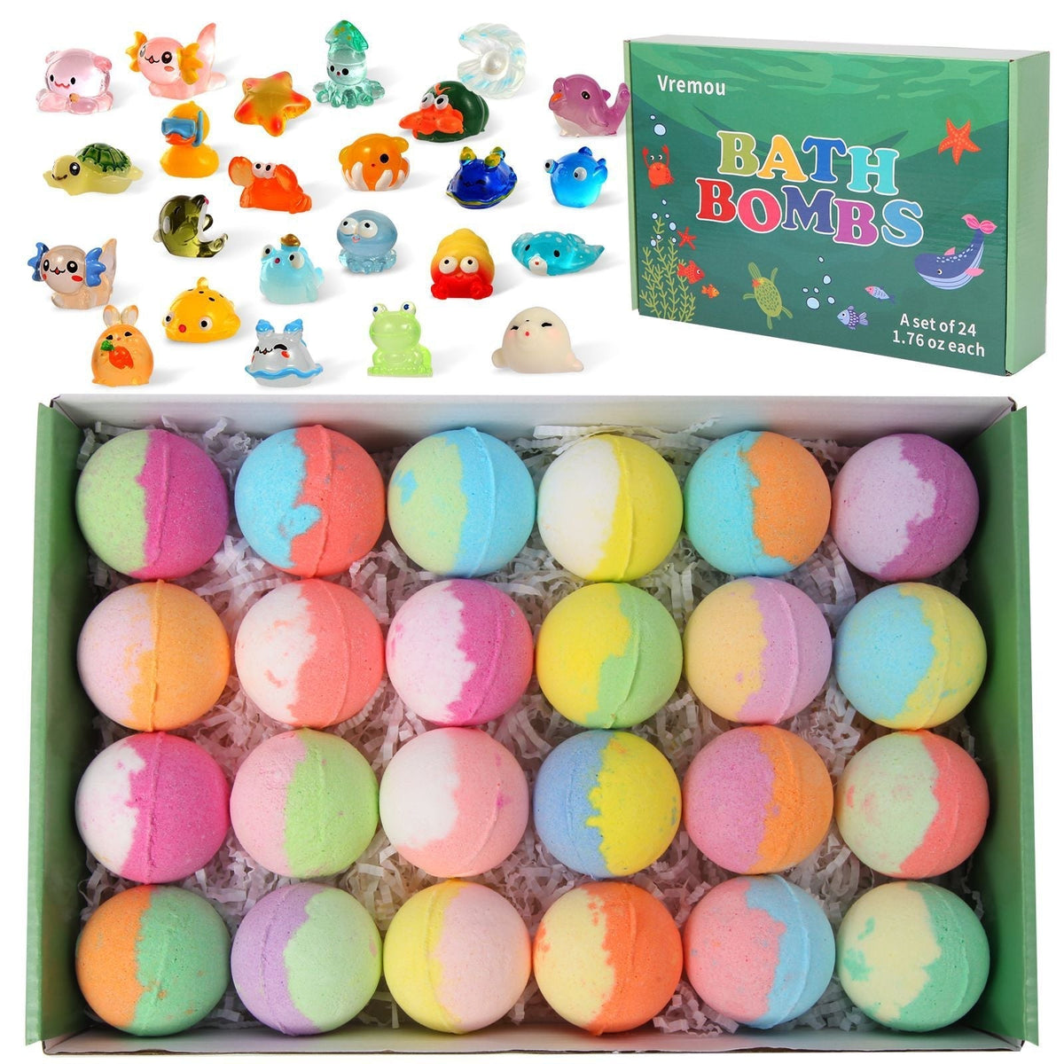 🛁 60% RABATT! 🎁 12-delars Badbombspresentpaket för Barn – Färgglada, Doftande & Hudvänliga ✨
