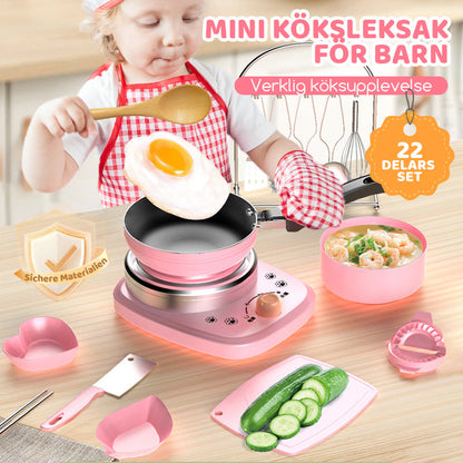 👧🏻 58% RABATT! 🎉 22-delars Mini-Köksleksak – Ljud & Ljus, Utvecklande & Realistisk Lek 🍳📦