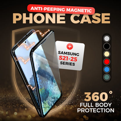 Anti-peeping Magnetiskt härdat glas dubbelsidigt telefonskal för Samsung S25-21-serien