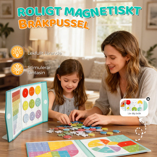 🧩 52 % RABATT! 🧲 Montessori brøkpuslespill – Magnetiske brikker, lærerikt og utvikler matteforståelse ✨ 