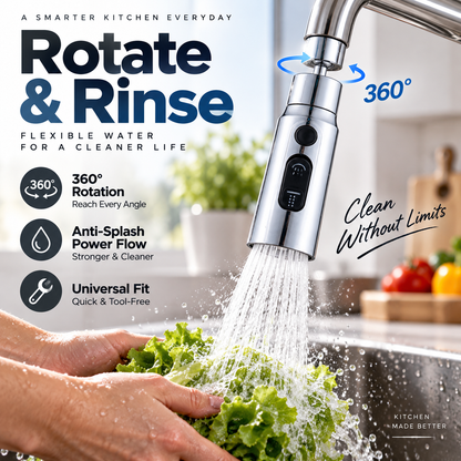 💧🔄 360° roterande högtryckskran med adapter – flexibelt vattenflöde för enklare rengöring 🚰✨