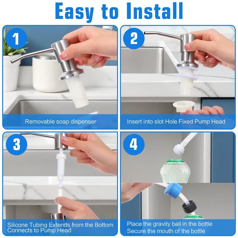 🧴 50% RABATT NU! 💧 Diskmedelsdispenser för Köksvask – 99cm Slang & 360° Rotation – Perfekt för Rent & Snyggt Kök – Enkel Installation 🏠