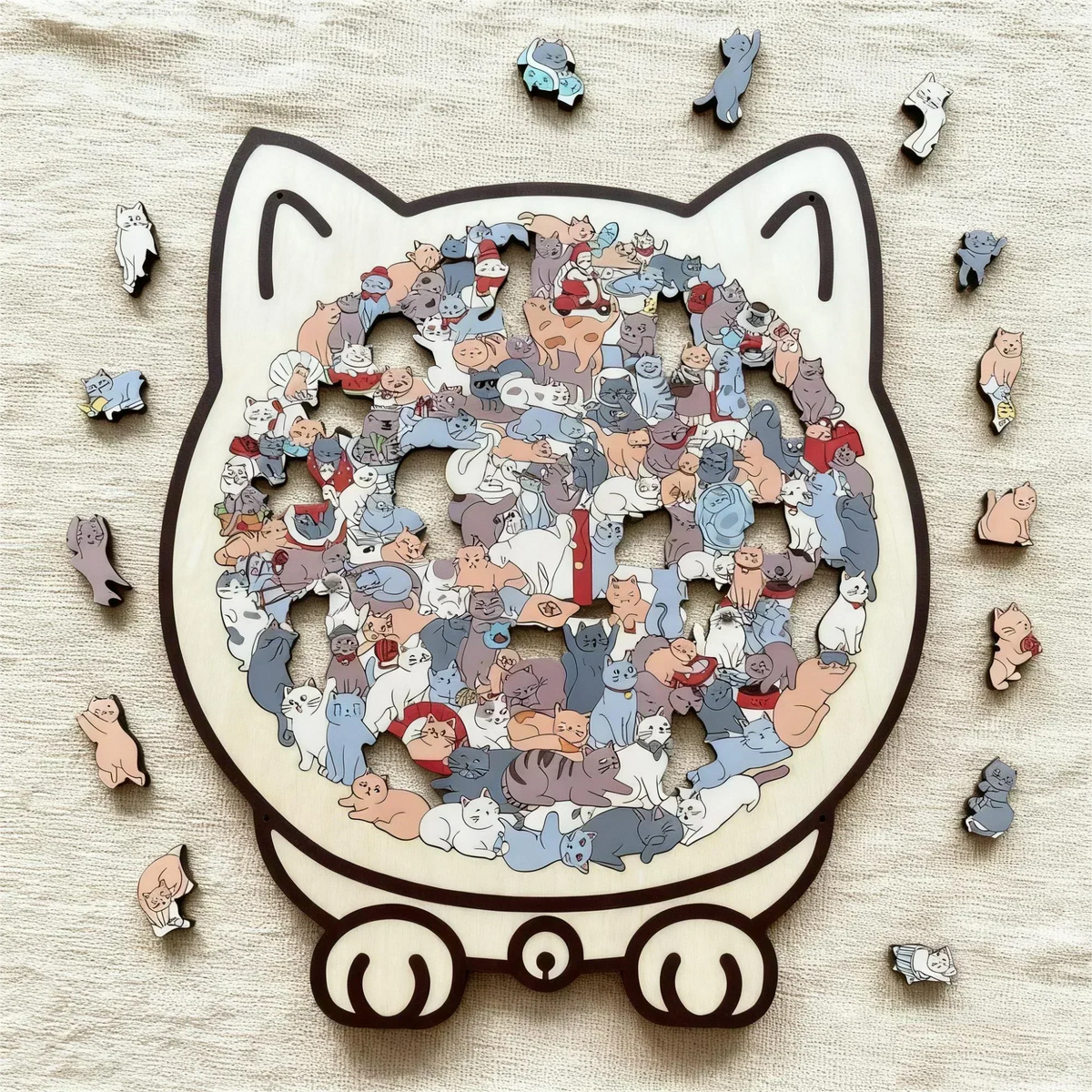 ⏳Begränsad tid 50 % rabatt⏰135-delars pussel i form av en katt i trä😸