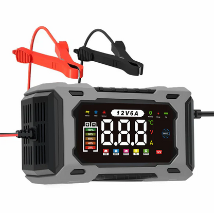 🔋50 % RABATT!🚗Smart bilbatteriladdare 12 V 6 A – Impulsreparationsfunktion, LCD-skärm och maximal säkerhet 🛡️