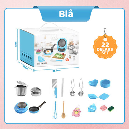 👧🏻 58% RABATT! 🎉 22-delars Mini-Köksleksak – Ljud & Ljus, Utvecklande & Realistisk Lek 🍳📦