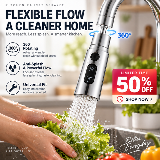 💧🔄 360° roterande högtryckskran med adapter – flexibelt vattenflöde för enklare rengöring 🚰✨