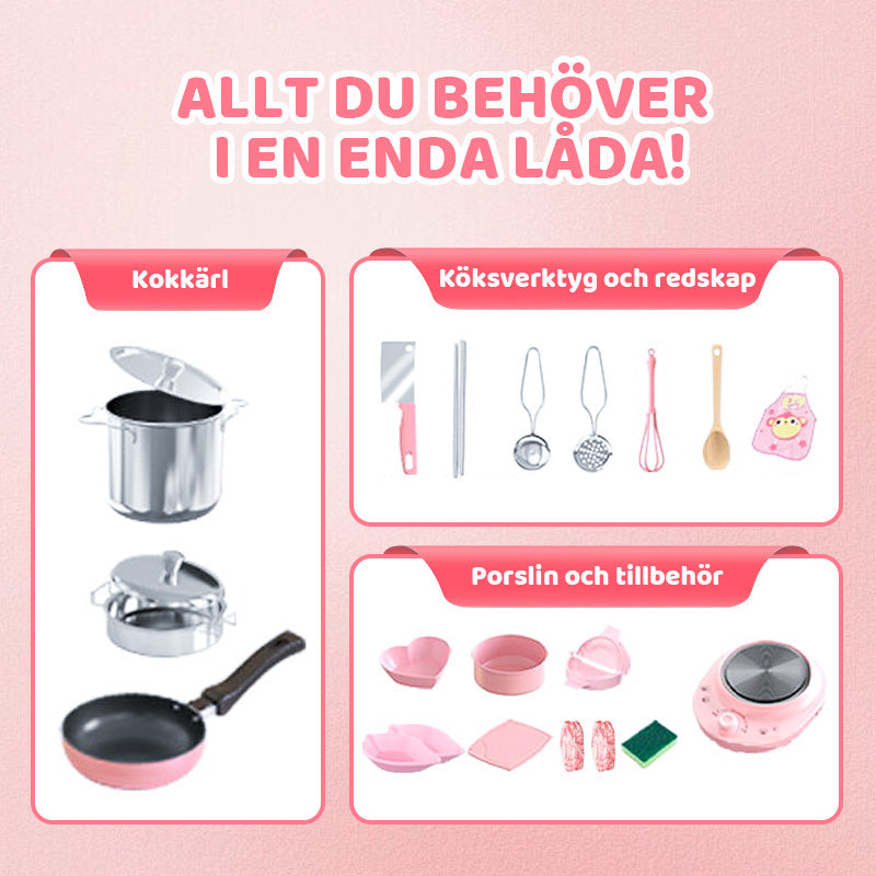 👧🏻 58% RABATT! 🎉 22-delars Mini-Köksleksak – Ljud & Ljus, Utvecklande & Realistisk Lek 🍳📦