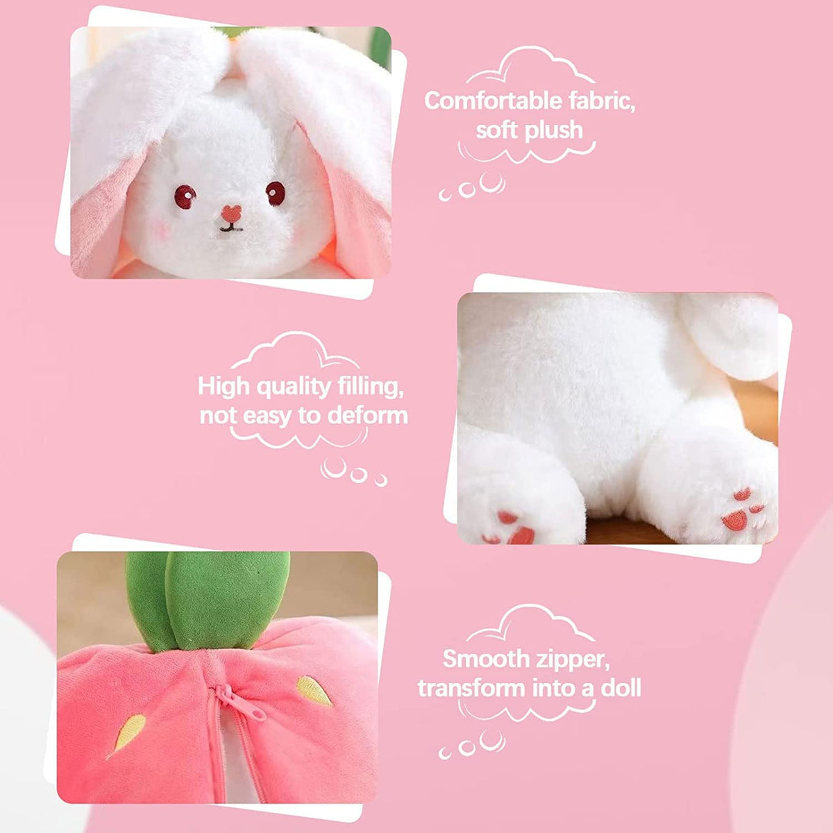 🔥Strawberry Bunny förvandlades till en liten kanin 🎀 Fruktdocka plyschleksak 🐰
