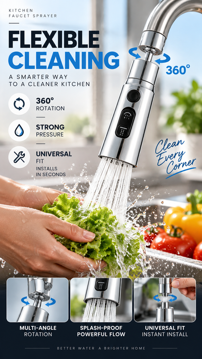 💧🔄 360° roterande högtryckskran med adapter – flexibelt vattenflöde för enklare rengöring 🚰✨