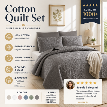 🛏️✨ Sängklädesset i 100 % bomull – enfärgad design, 4-delars set för en bekvämare sovmiljö 🌙