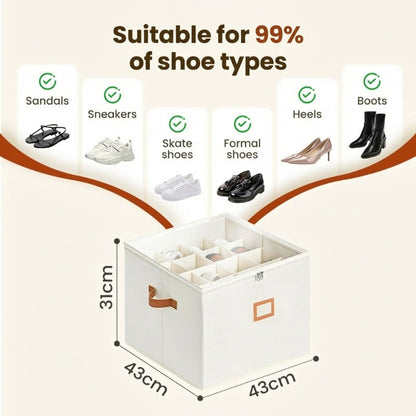 ⏰🔥BEGRÄNSAD TID: 50 % RABATT! 👟 Förvaringslåda i tyg för skor – hopfällbar, stor kapacitet, dammtät och andas för garderob & sovrum 🧺✨