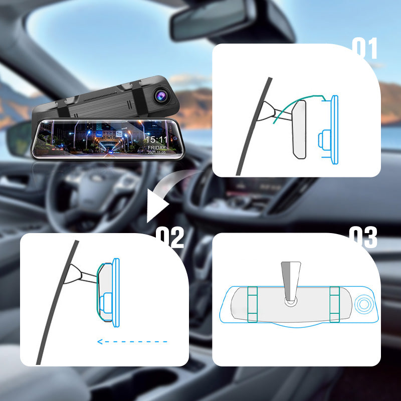 📹 50% RABATT! 🚗 Smart Bakspegel med Pekskärm & Bilkamera – Dubbla Kameror & Nattvision – Perfekt för Säker Körning🔥