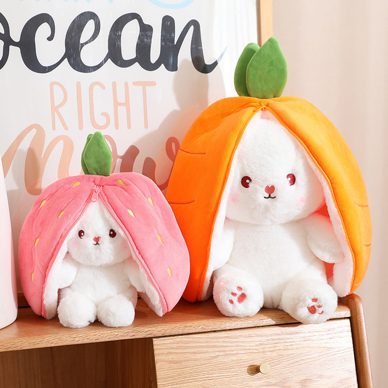 🔥Strawberry Bunny förvandlades till en liten kanin 🎀 Fruktdocka plyschleksak 🐰
