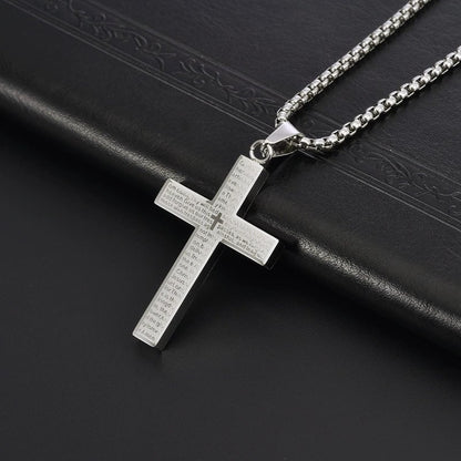🎉KÖP 1, FÅ 1 GRATIS✝️ "Herrens bön"-halsband med klottrat kors