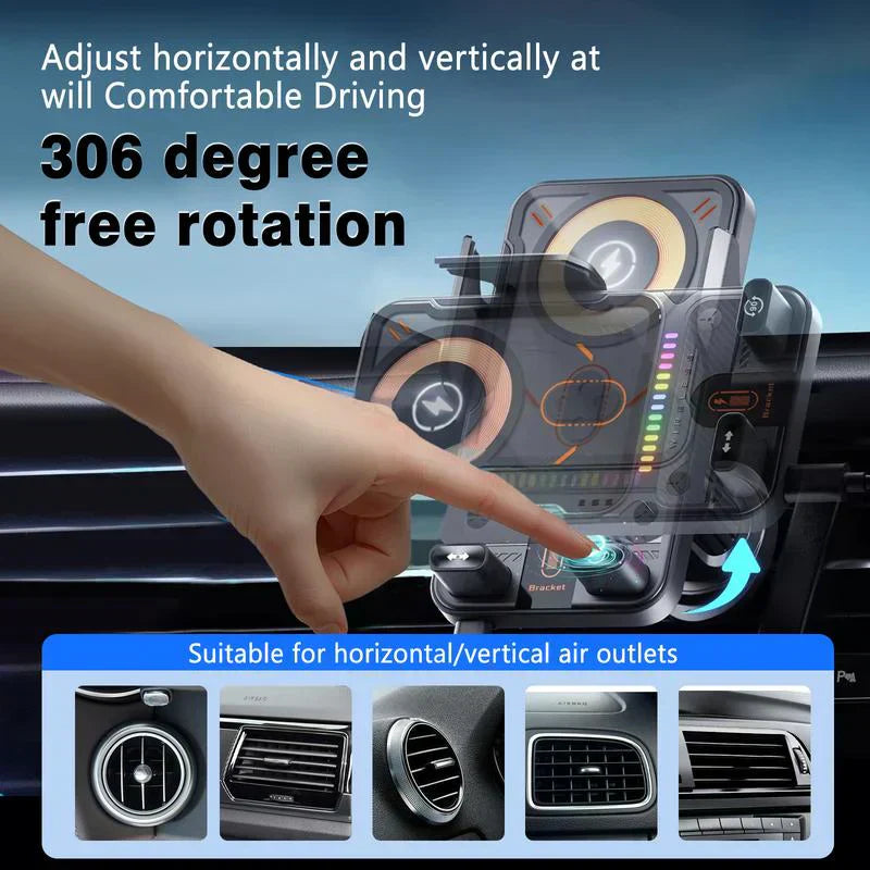 🚗50% RABATT NU! 📱 2-i-1-telefonhållare och trådlös laddare för bilen – 360° rotation, starkt grepp och snabb laddning 🔋