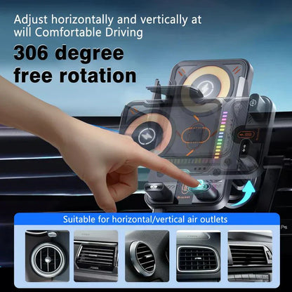 🚗50% RABATT NU! 📱 2-i-1-telefonhållare och trådlös laddare för bilen – 360° rotation, starkt grepp och snabb laddning 🔋
