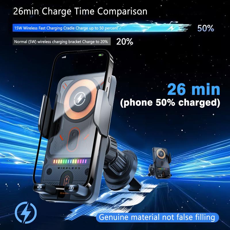 🚗50% RABATT NU! 📱 2-i-1-telefonhållare och trådlös laddare för bilen – 360° rotation, starkt grepp och snabb laddning 🔋