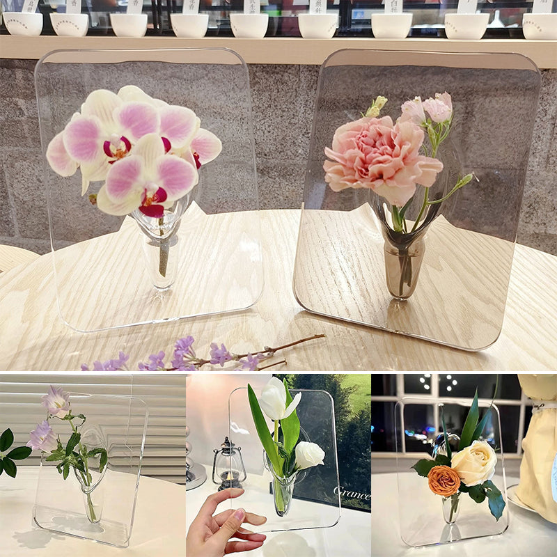 🌿 50% RABATT NU! 🖼️ Nordisk Akrylvas & Fotoramme – Minimalistisk Elegans för Ditt Hem 💐