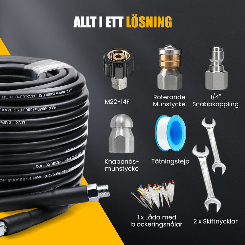 💦 50 % RABATT OMEDELBART! 🚿 5800PSI avloppsrensningssats – högtrycksmunstycke och slang för igensatta avlopp/rör, kompatibel med de flesta högtryckstvättar 🔧📦
