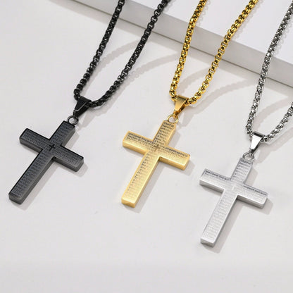 🎉KÖP 1, FÅ 1 GRATIS✝️ "Herrens bön"-halsband med klottrat kors