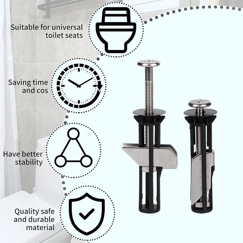 🔩 KÖP 1 FÅR 1 GRATIS! 🚽 SKRUVAR FÖR TOALETTSITS - Rostfritt & Universellt Passform, Inkluderar Skiftnyckel för Enkel Montering, Extra Lång Hållbarhet 🔧✨