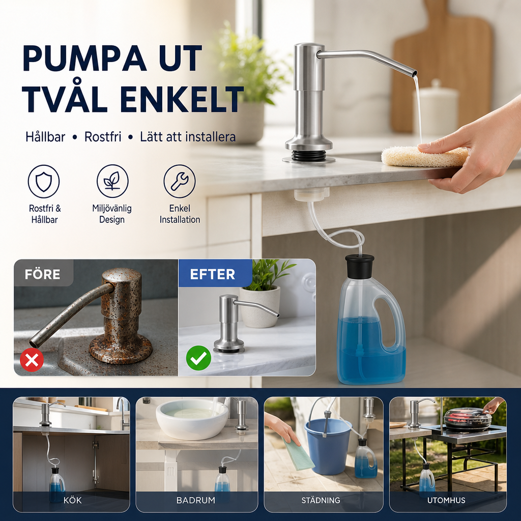 🧴✨ Diskmedelsdispenser med 99 cm slang & 360° rotation – håll diskbänken renare och mer organiserad 🚰