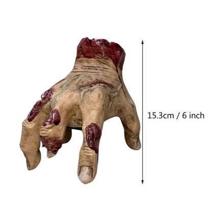 🖐️ 50% OFF NOW! ✨ Realistic Scary Hand Props - Flexible & Creepy for Halloween/Cosplay, Perfect for Decoration or Pranks 🎃📦