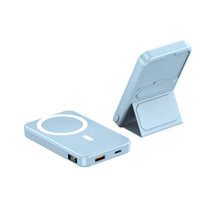 Mini hopfällbar trådlös magnetisk powerbank med stativ