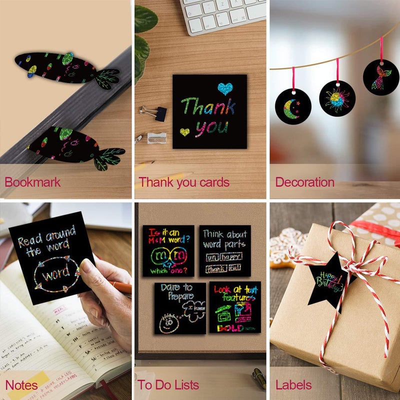 🎅Julklapp 61%OFF-【100 st/1 Set】DIY Rainbow Magic Scratch Paper Art Set