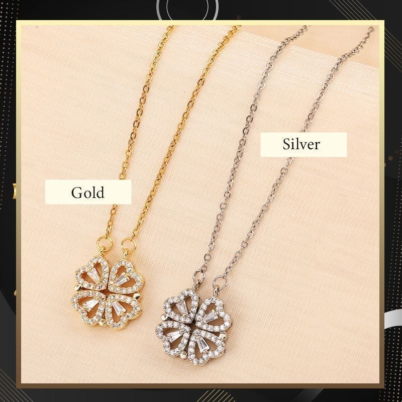 🎁Bästa julklappen🎁 Lyckobringande fyrklöver & hjärtformat halsband