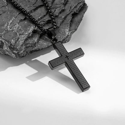 🎉KÖP 1, FÅ 1 GRATIS✝️ "Herrens bön"-halsband med klottrat kors