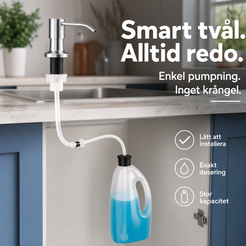 🧴✨ Diskmedelsdispenser med 99 cm slang & 360° rotation – håll diskbänken renare och mer organiserad 🚰