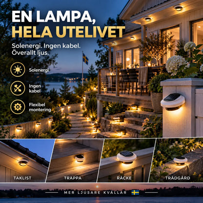 ☀️💡 Solcellsdriven LED-vägglampa för takränna – dekorativ utomhusbelysning för en mysigare uteplats 🏡✨
