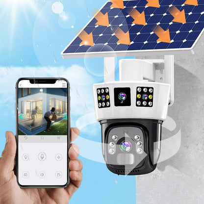 "🌞 360° Solpowerad Övervakning | 3-skärms Realtidsvisning 🌐 | 0 Elräkning 💚"