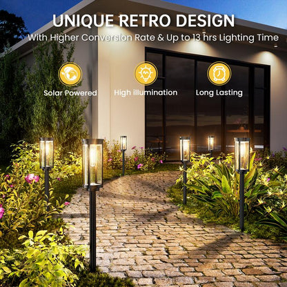 🔥HETT REA 2026🔥Solenergibelysning för trädgården – Retrodesign, 12–14 timmars belysning och IP65 vattentät