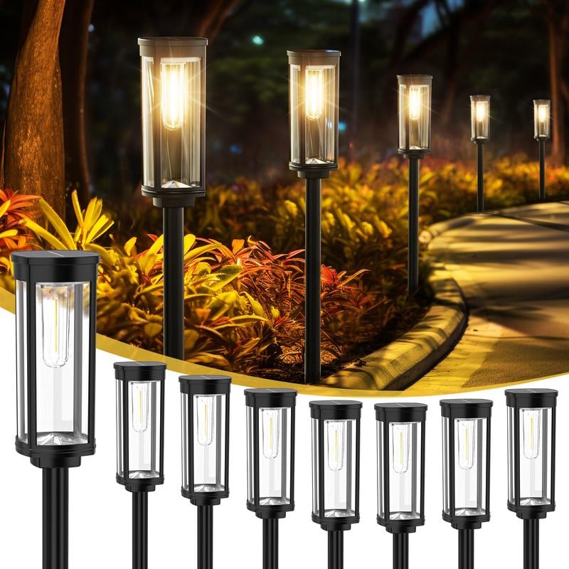 🔥HETT REA 2026🔥Solenergibelysning för trädgården – Retrodesign, 12–14 timmars belysning och IP65 vattentät