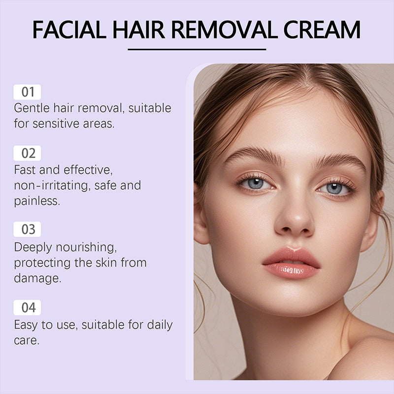 💖 Mild & Smärtfri Ansikts-Hårborttagningskräm – 100% Naturlig och Dermatologiskt Testad! 🌿✨