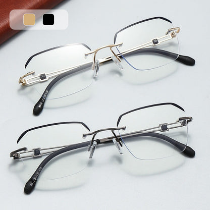 🔥50 % RABATT🔍 Ramlösa glasögon som blockerar blått ljus | Avancerad teknik för att blockera blått ljus · 👓 Snygg ramlös design · Perfekta för både fritid och arbete