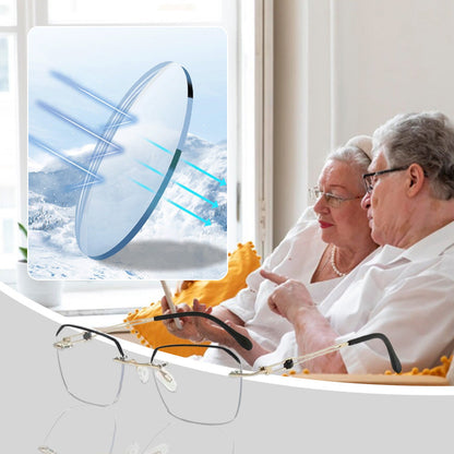 🔥50 % RABATT🔍 Ramlösa glasögon som blockerar blått ljus | Avancerad teknik för att blockera blått ljus · 👓 Snygg ramlös design · Perfekta för både fritid och arbete