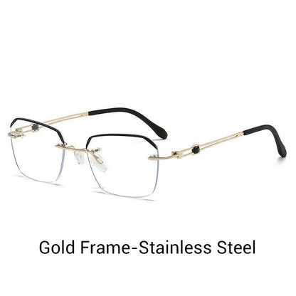 🔥50 % RABATT🔍 Ramlösa glasögon som blockerar blått ljus | Avancerad teknik för att blockera blått ljus · 👓 Snygg ramlös design · Perfekta för både fritid och arbete