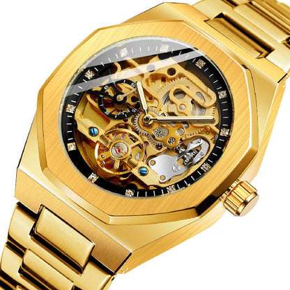⌚ LYXIG SKELETTUR - MÄSTARVERK I MECHANISK DESIGN  💎 Exklusiv visarfunktion - se klockans inre magi ⚙️ Automatisk rörelse - ingen batteribyte behövs ✅ 50 meters vattentålighet 💦 ✅ Safirglas för repfri klarhet 💎