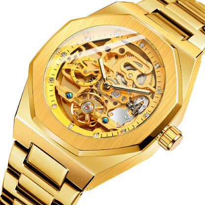 ⌚ LYXIG SKELETTUR - MÄSTARVERK I MECHANISK DESIGN  💎 Exklusiv visarfunktion - se klockans inre magi ⚙️ Automatisk rörelse - ingen batteribyte behövs ✅ 50 meters vattentålighet 💦 ✅ Safirglas för repfri klarhet 💎