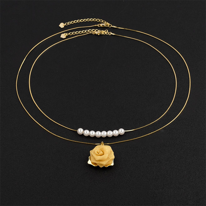 💕Lansering💕Dubbel Halsband med 3D-rosor och pärlor (2 set)