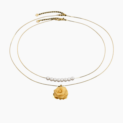 💕Lansering💕Dubbel Halsband med 3D-rosor och pärlor (2 set)