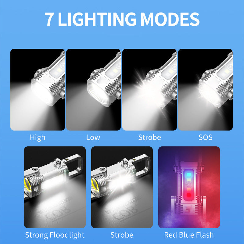 🔦Bärbar uppladdningsbar ljus nyckelring ficklampa