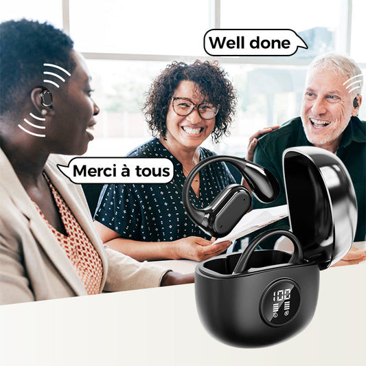 🎁 Den beste gaven noensinne – Trådløse AI-oversettelseshodetelefoner med OWS og Bluetooth 5.4 (kompatibel med iOS og Android) 🎁